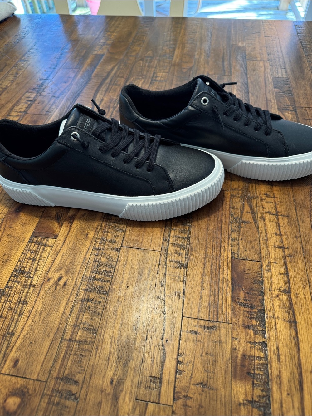 Sperry Black Leather Low-Top Sneakers with White Sole - Picture 3 of 8